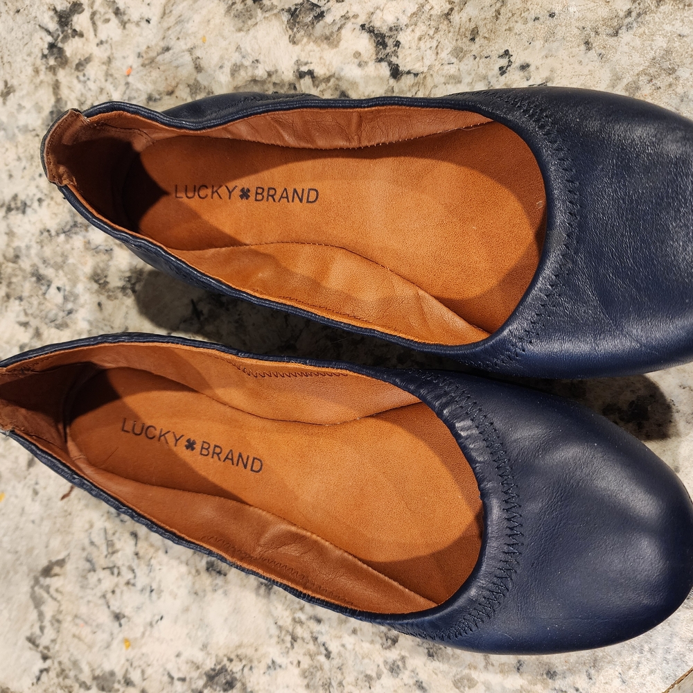 Lucky Brand Blue Leather Flats Timeless Comfort